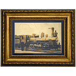 0069432  КАРТИНА на  сус.золоте "ПАРОВОЗ БК-358"паспарту синий (коробка - бум-винил)ВРЗ-NSбагет