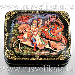 0021241 Лаковая миниатюра Шкатулка "Иван-царевич" (АР Иванова) 10*08см (1149)