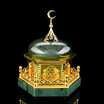 0037179 Златоуст Шкатулка "МЕЧЕТЬ" (нефрит, позолота, фианиты)