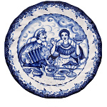 0018870/Чаепитие Гжель Тарелка настенная "Сюжет" в ассортименте Д26см Авт. Алехин С.С.