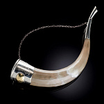 02023/АА Рог для вина с чеканкой Средний Мельхиор, Рог быка 30-32см