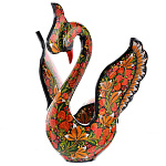 архив0051191/33*37см  Хохлома Сувенир БРАТИНА ЛЕБЕДЬ с короной (кудрина красная)