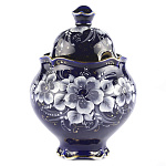 0038970/коб-цвет Гжель Сахарница "Восток"  в кобальте и цвете Авт. Алехин С.С. 