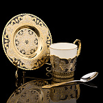 Кофейная пара с позолотой и эмалью "Орнамент". Златоуст