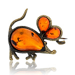 0071525/2503.4 Брошь Мышонок (коньячный)