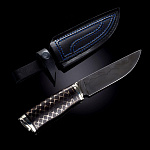 0064873 Оружие сувенирное Нож "Мустанг" голова, дамаск,никелиров., в П/У