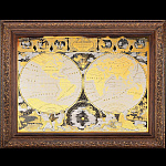 24032/7289-45*55  Гравюра "КАРТА МИРА.Жанна Батиста 1708г" позолота 45*55см