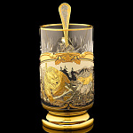 0028511 Златоуст ПОДСТАКАННИК "Медведь" позолота  в П/У