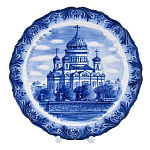 Тарелка декоративная "Храм Христа Спасителя". Гжель