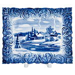  Гжель Тарелка сувенирная настенная ЗИМА 18*14 см