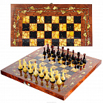 Шахматы деревянные с инкрустацией из янтаря "Готика" Эксклюзив