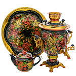 0072787 Самовар электрический "РЯБИНА" 3 л поднос круглый