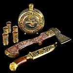 0036218/ФР Златоуст НАБОР питейный "Охота" с ТОПОРОМ , в П/У