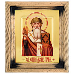 0068990/21,5*17,5см  Икона "СПИРИДОН ТРИМИФУНТСКИЙ" КИОТ ясень дальневост,сусальное золото
