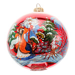 0070086 Лаковая миниатюра Палех ШАР НОВОГОДНИЙ круговая роспись (стекло)