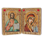 0066067/15*20см  Венчальная пара икон "БМ Казанская/Вседержитель" мор. дуб RTI-P21.m